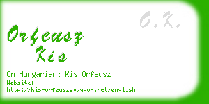 orfeusz kis business card